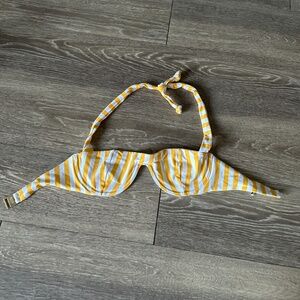 Onia Saffron Yellow White Stripe Underwire Halter Bikini Top